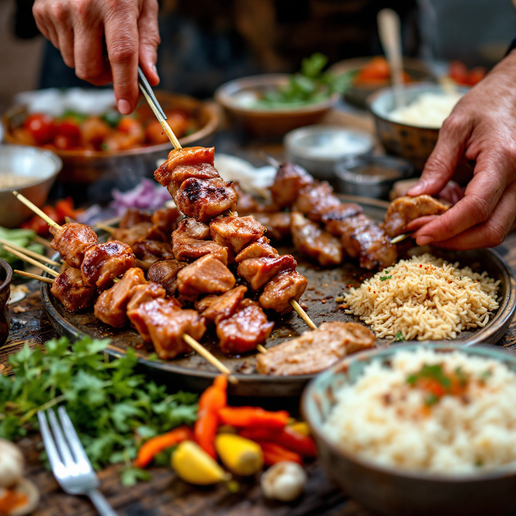 سرو چلوکباب خانگی در دیس