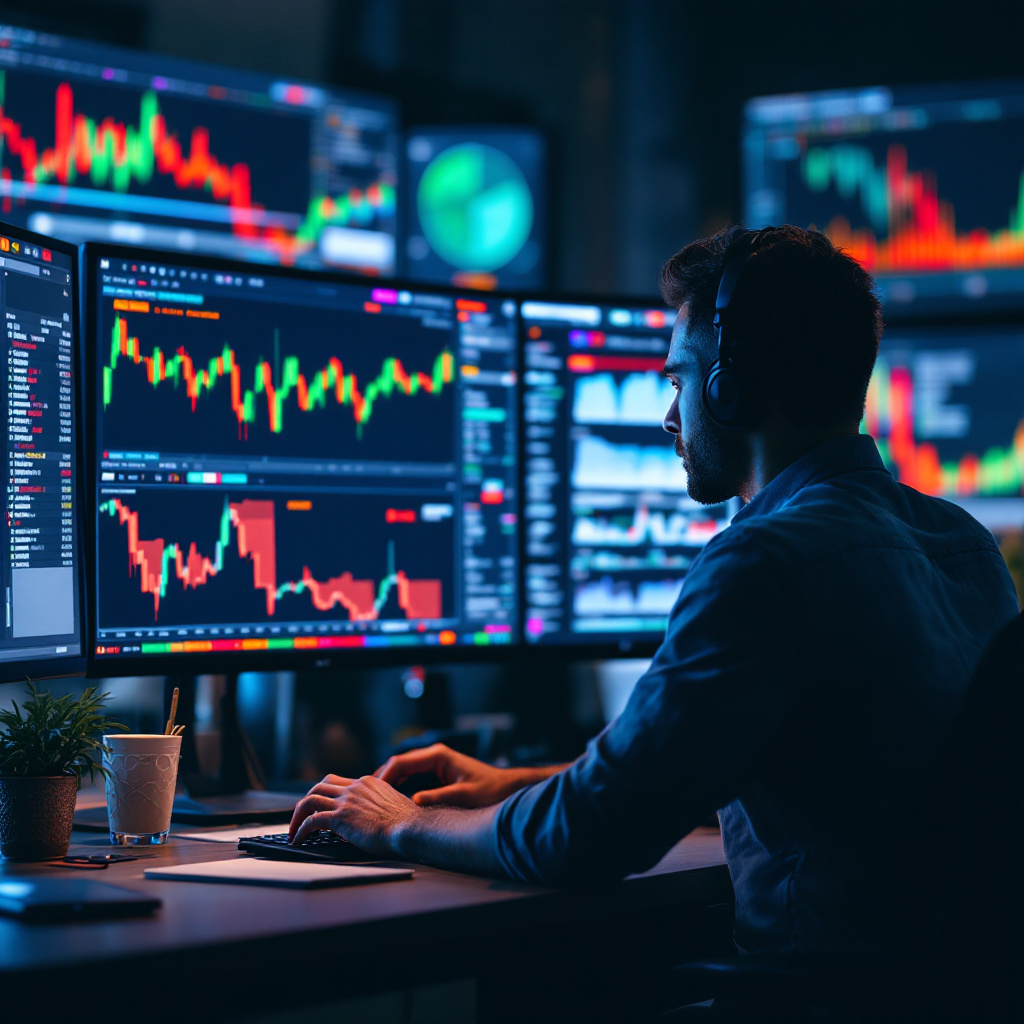 تصویری از فردی که با نگرانی به صفحه نمودار معاملاتی نگاه می‌کند